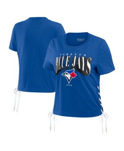 WEAR by Erin Andrews Women's Royal Toronto Blue Jays Side Lace-Up Cropped T-Shirt