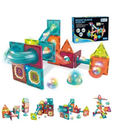 Contixo Glow-in-the-Dark Marble Run Magnetic Tile Set ST15, 65-Piece Building Set, Ages 3+