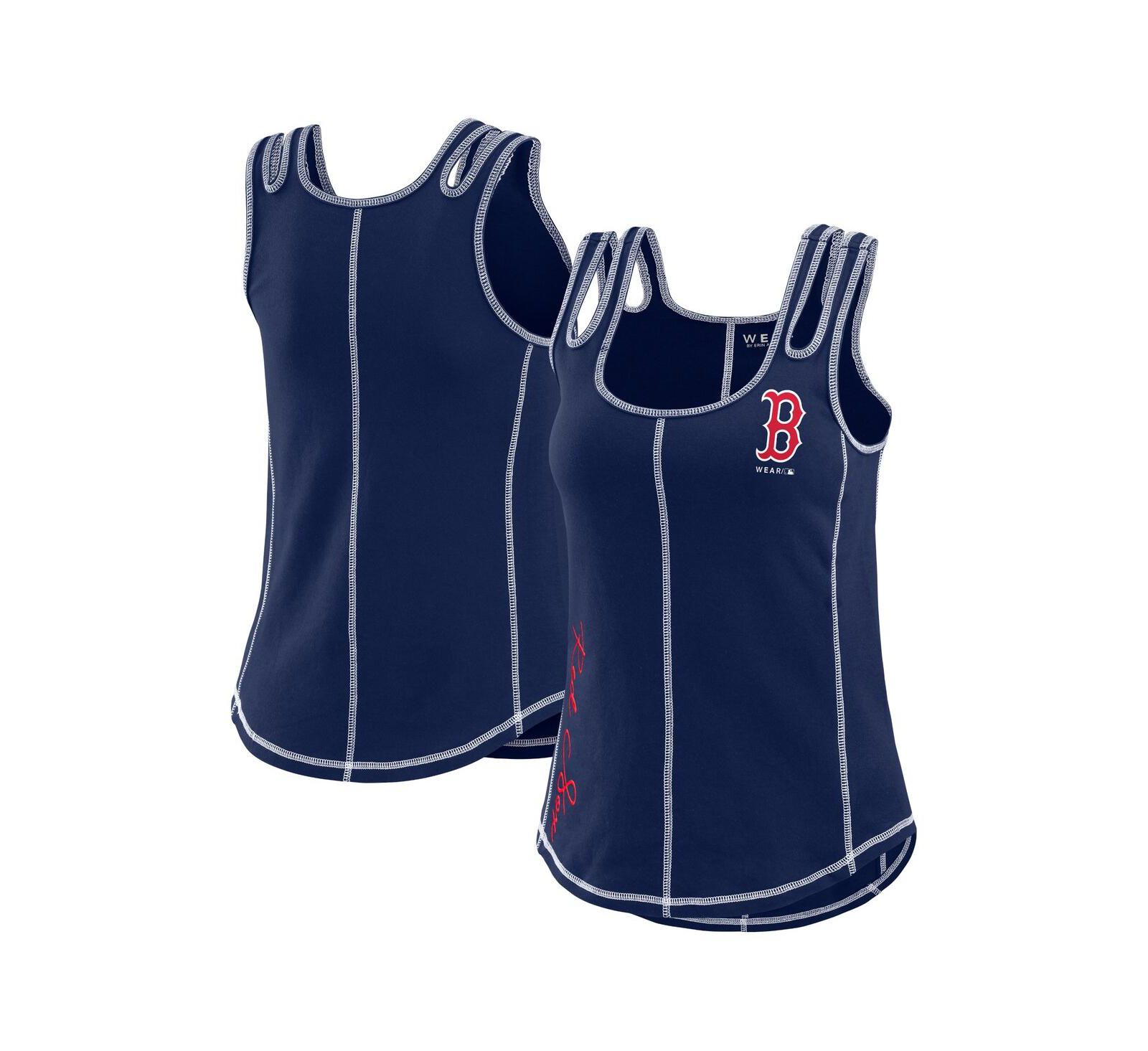 WEAR by Erin Andrews Women's Navy Boston Red Sox Contrast Stitch Tank Top