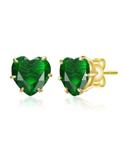 Rachel Glauber Charming Heart Cubic Zirconia 8MM Dainty Stud Earrings