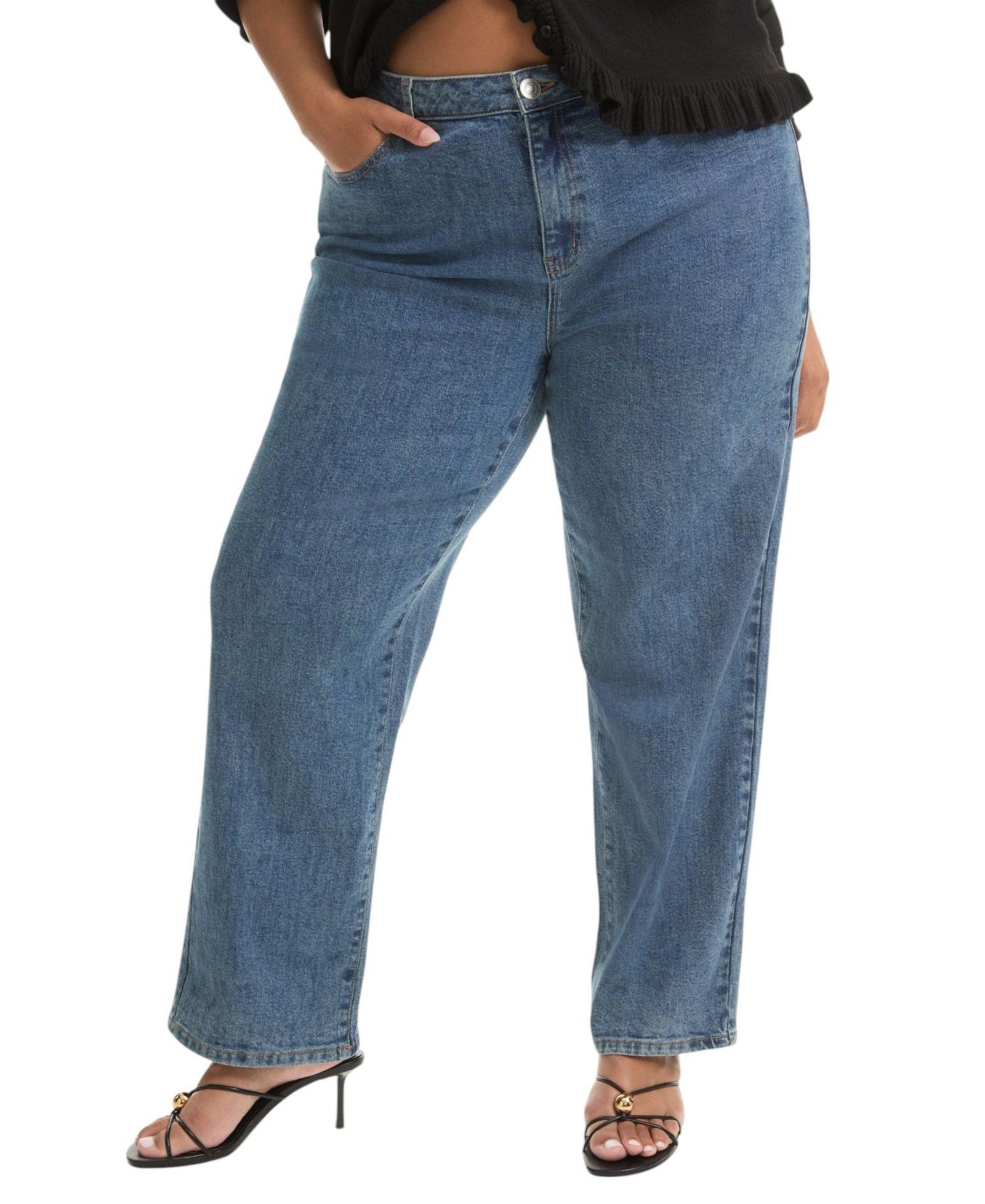 Джинсы June & Vie Women's June and Vie Curvie-Fit High-Rise Straight-Leg Stretch