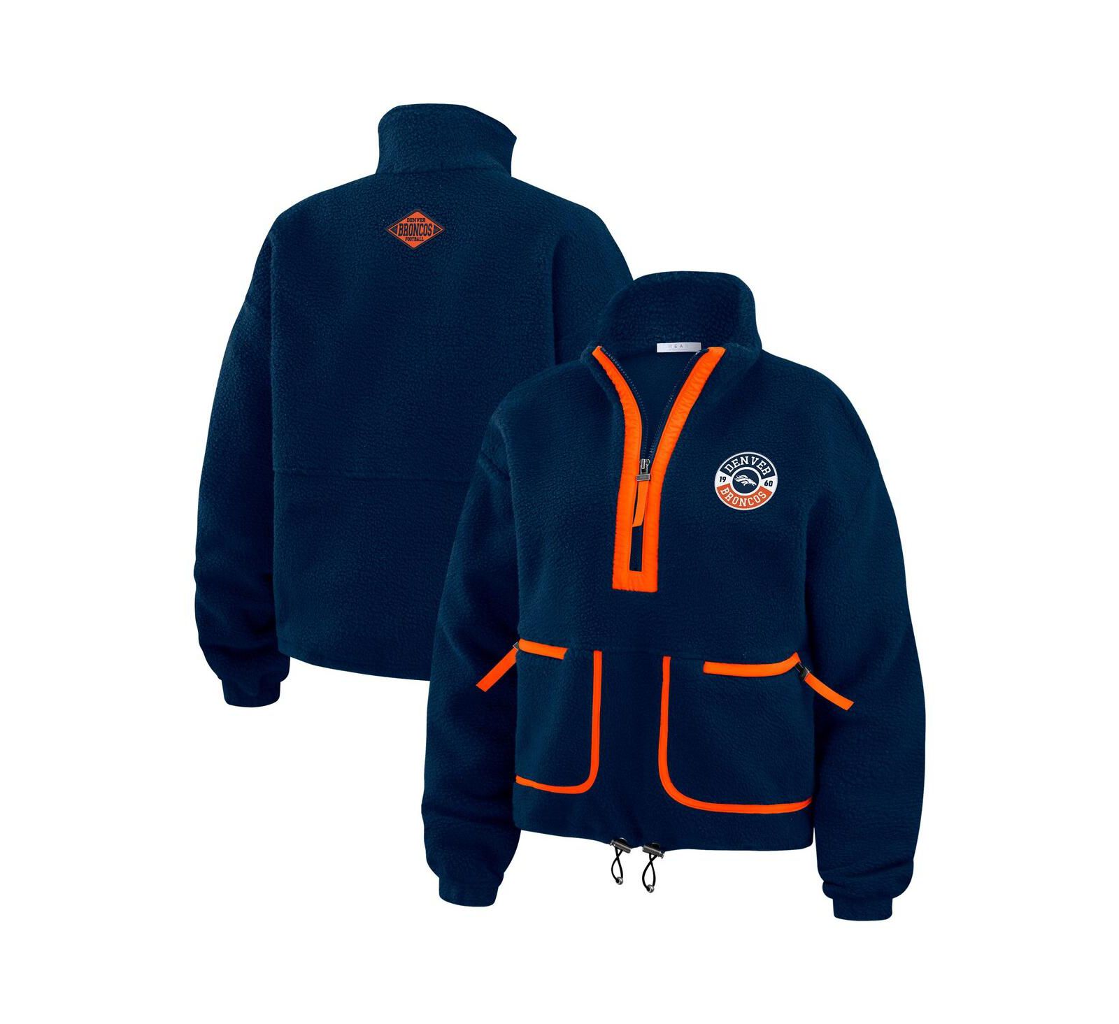 WEAR by Erin Andrews Women's Navy Denver Broncos Polar Fleece Half-Zip Jacket