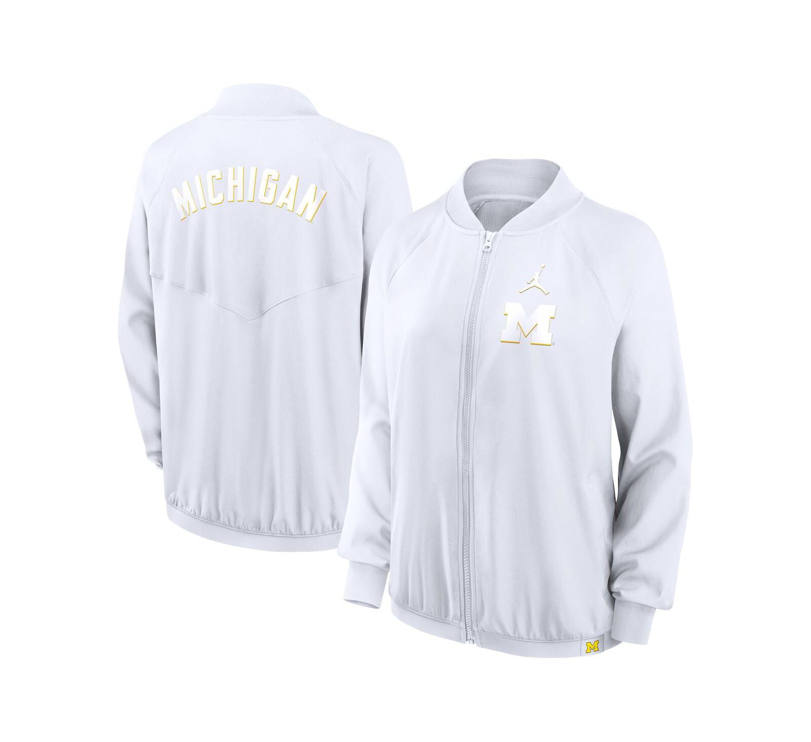Женская куртка Jordan Michigan Wolverines Statement Bomber Raglan, белый цвет