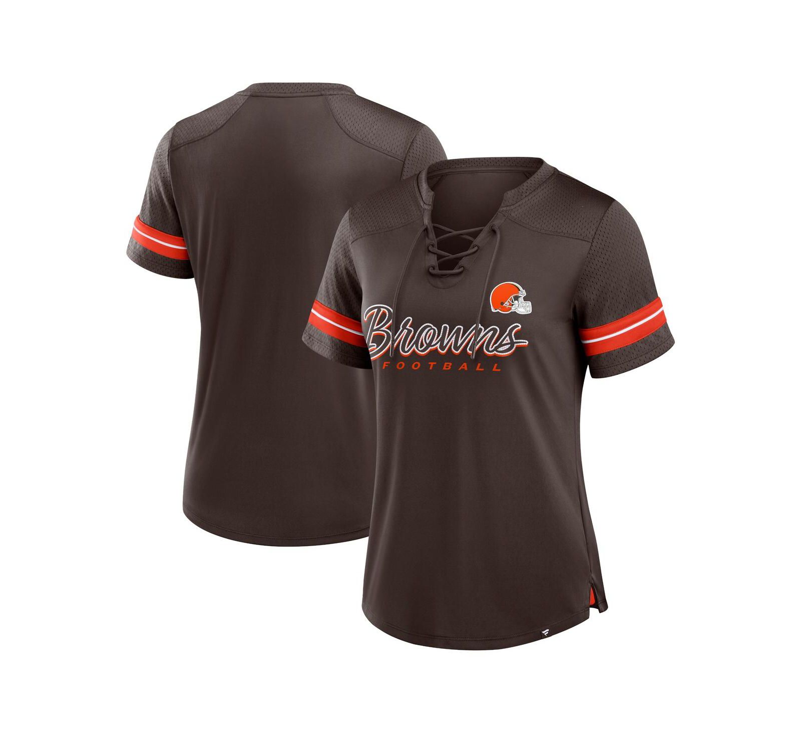 Женская футболка Fanatics Brown Cleveland Browns Play Script с шнуровкой