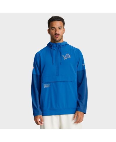 Nike Men's Blue Detroit Lions Sideline Anorak Half-Zip Hoodie Jacket
