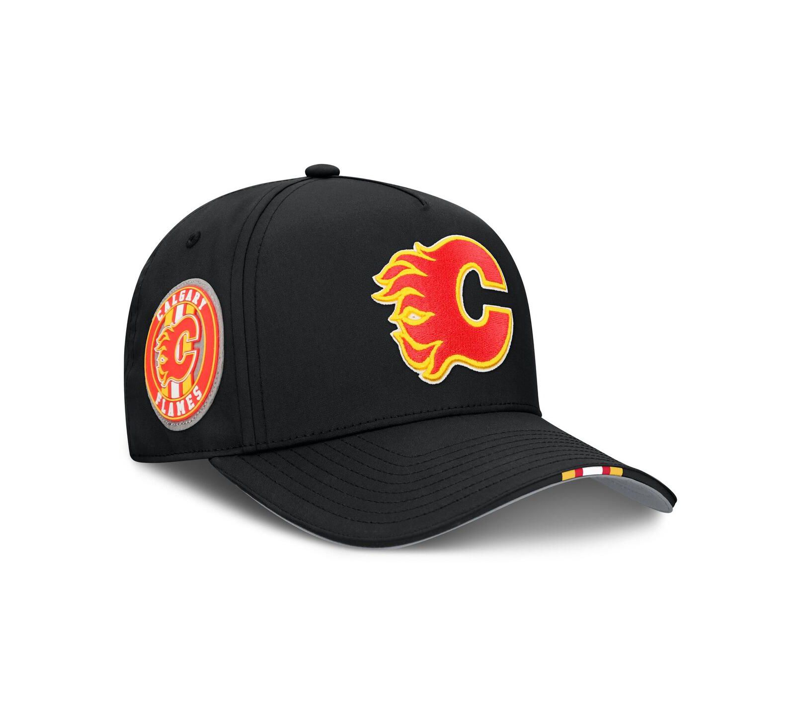 Мужская регулируемая кепка Fanatics Black Calgary Flames 2025 NHL Draft Authentic Pro On-Stage Podium A-Frame