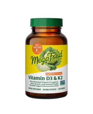 MegaFood Vitamin D3 with K & K2, 5000 IU 120 Caps
