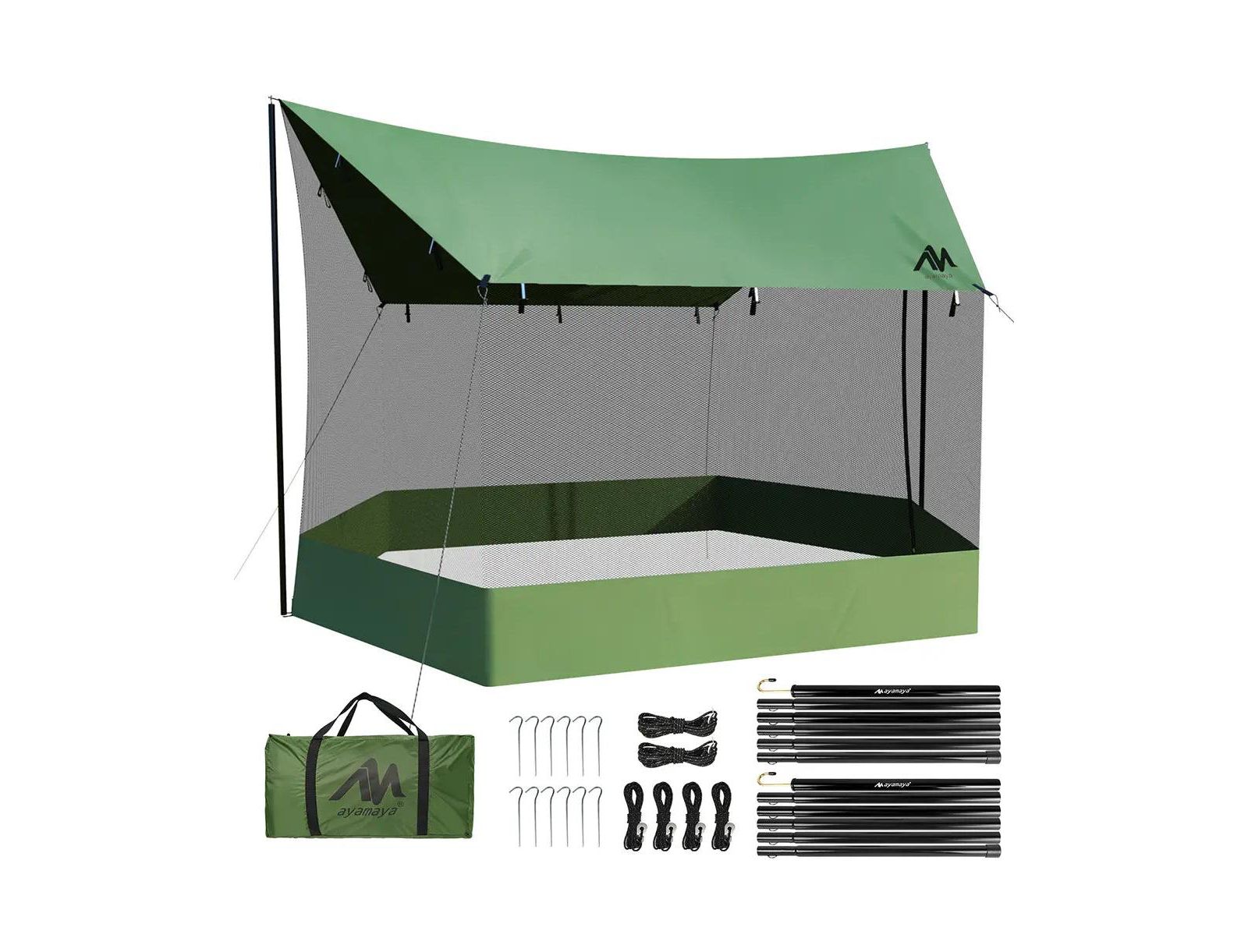 Сетчатый шатер Ayamaya WildHaven – 18' x 11' отдельно стоящая палатка с дугами и тентом для кемпинга, гамаков, пикников и пляжного отдыха