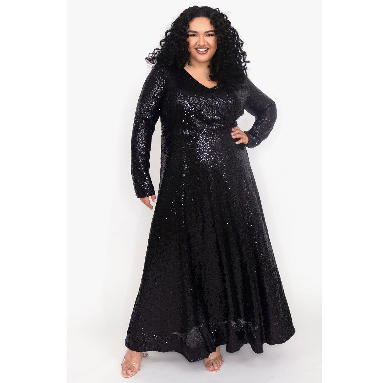 Celebrations by Sydney's Closet Women's Long Sleeve Sequin Formal Dress