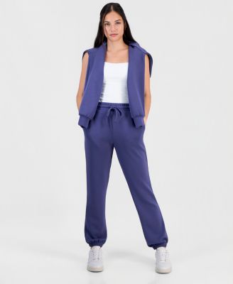 Tinseltown Juniors' Drawstring-Waist Scuba Jogger Pants