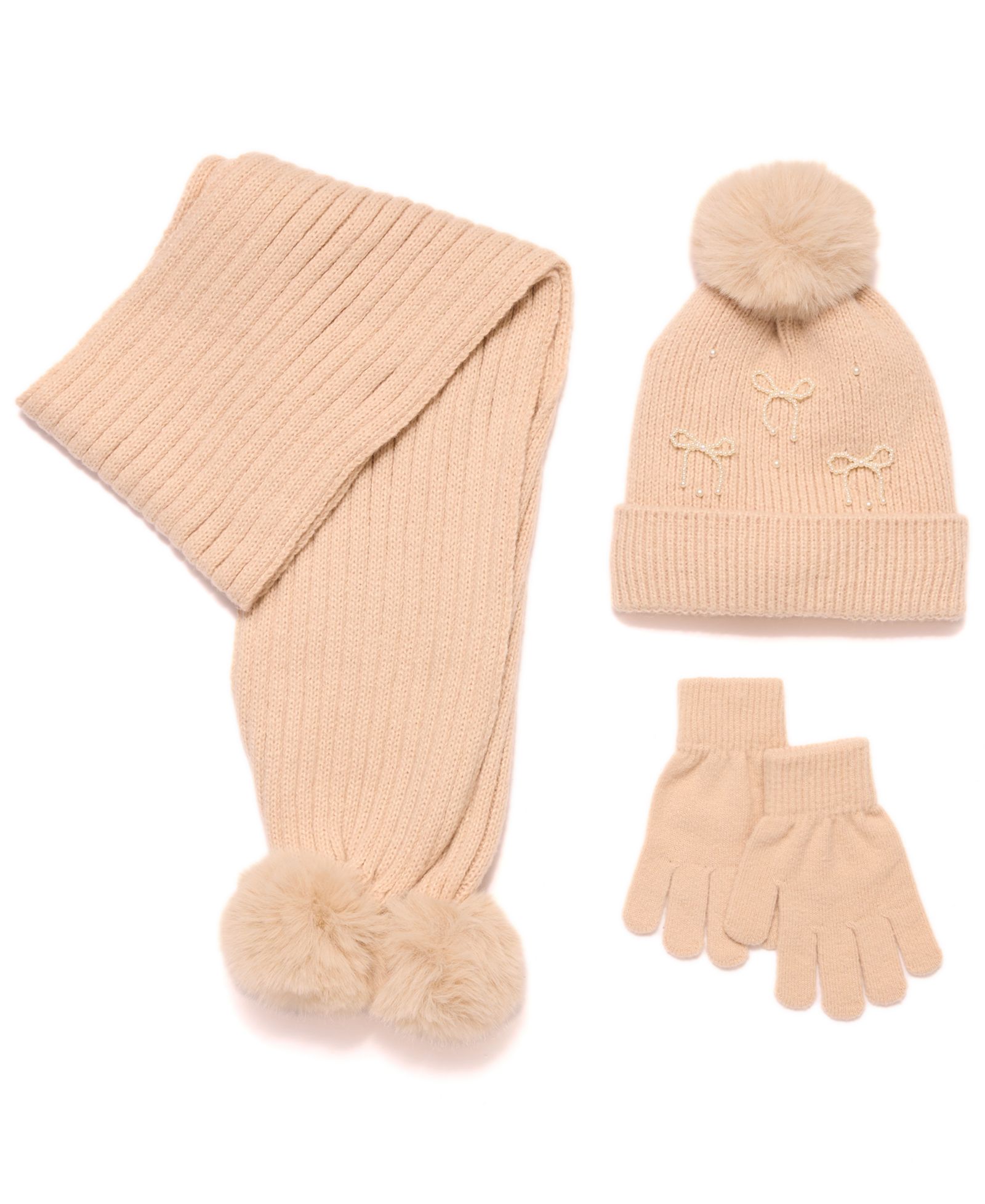 InMocean Big Girls' Hat, Gloves, and Scarf, 3-Piece Set