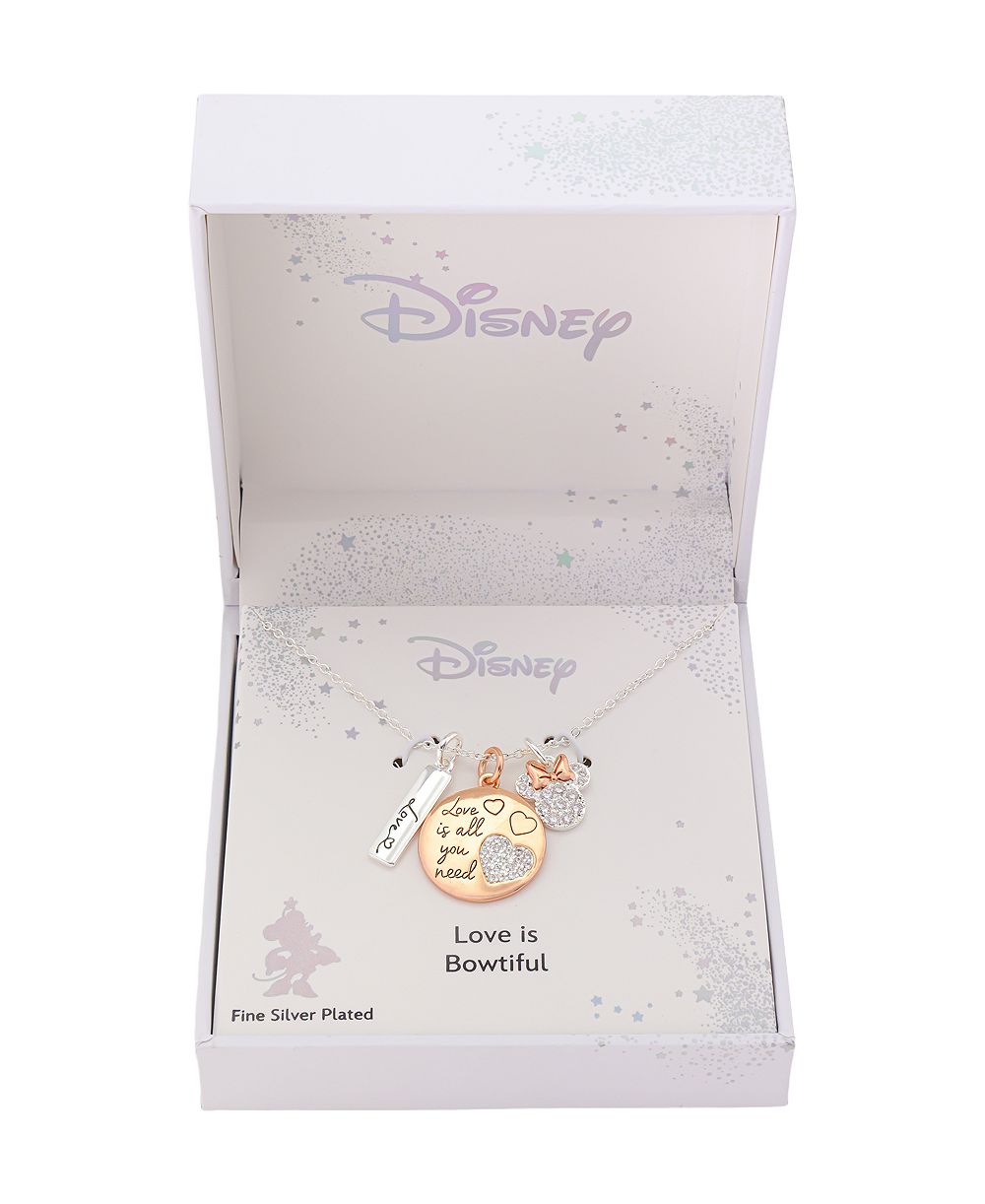 Disney Minnie Mouse Cubic Zirconia Love Pendant Charm Necklace