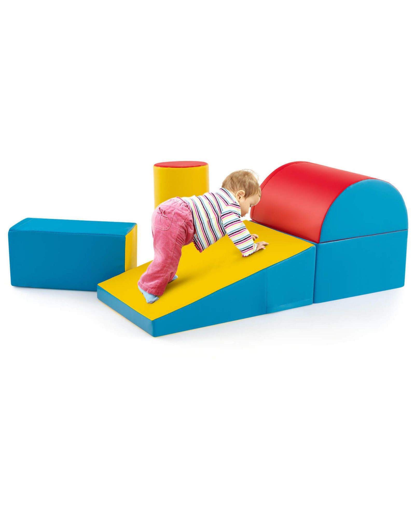 Gymax 5PCS Kids Climb and Crawl Activity Playset Soft Foam Block Toddler Play Structure
