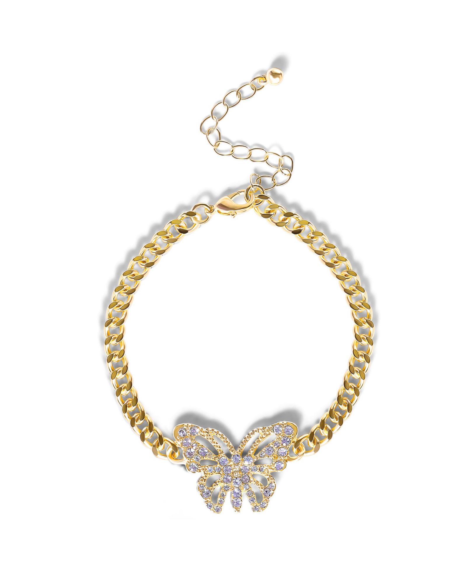 Браслет Jessica Simpson Gold-Tone Butterfly Crystal Chain