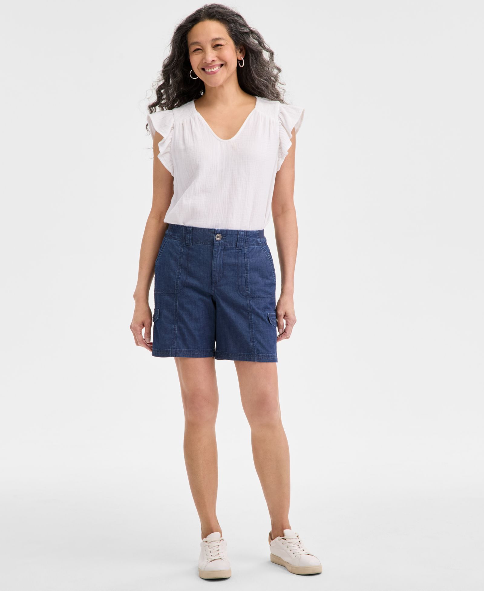 Style & Co Women's Petite Mid-Rise Comfort-Waist Cargo Shorts, Macy's Exclusive