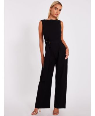 QUIZ Women's Scuba Crepe Sleeveless Jumpsuit - Red