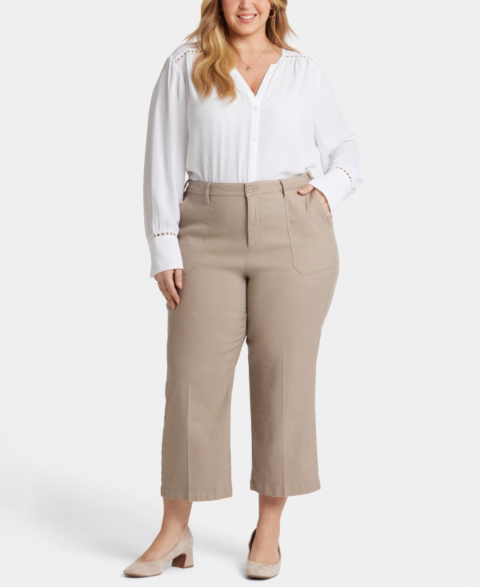 NYDJ Plus Size Wide Leg Cargo Capri Pants