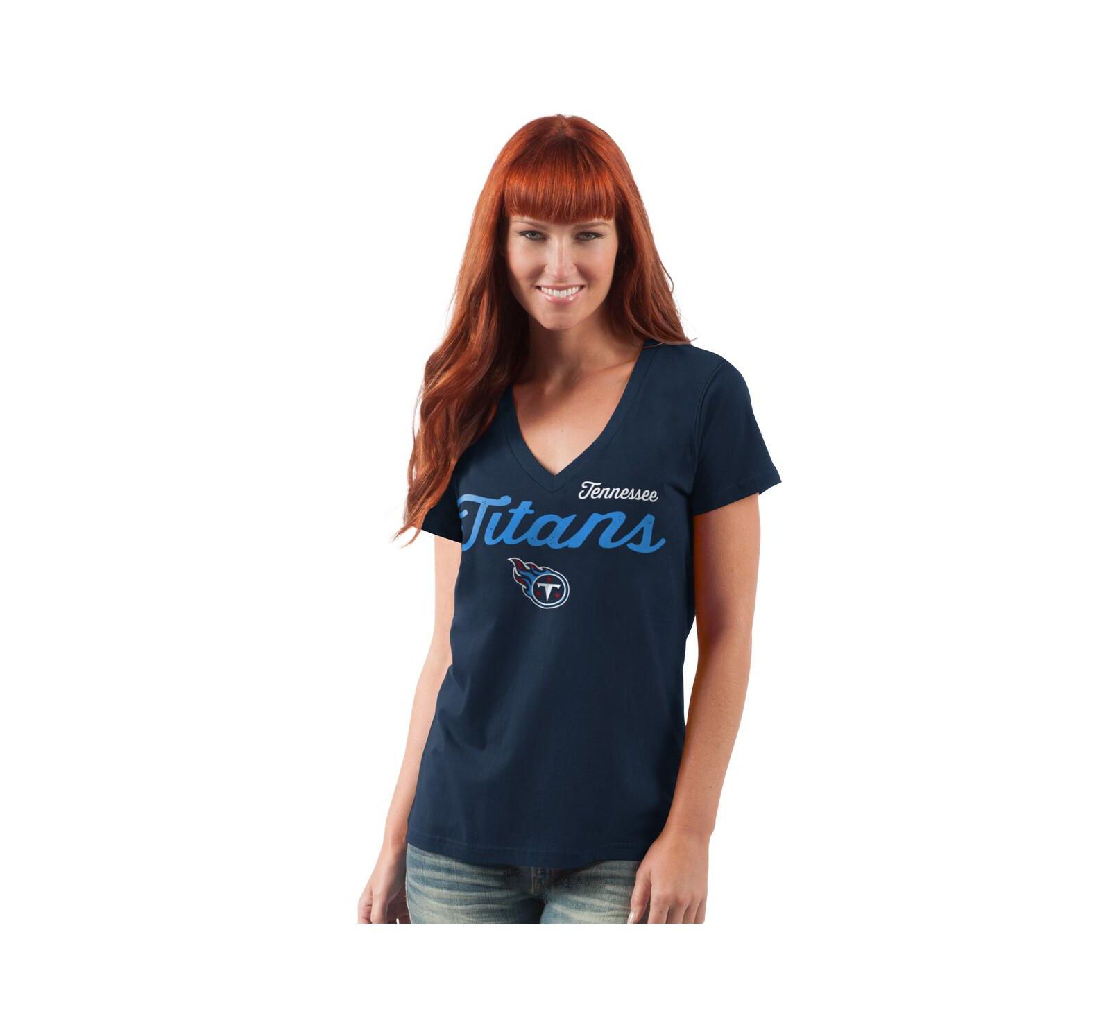 G-III 4Her by Carl Banks Women's Navy Tennessee Titans Post Season V-Neck T-Shirt