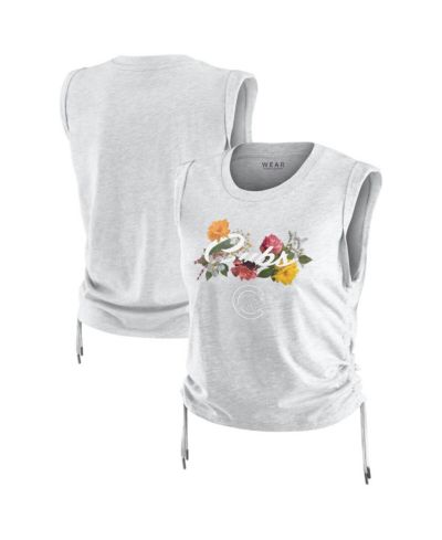 WEAR by Erin Andrews Women's Heather Gray Chicago Cubs Cinched Tank Top