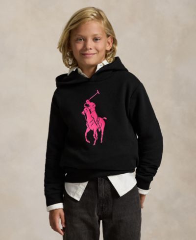 Флисовое худи Polo Ralph Lauren Big Boys с розовым логотипом Pony