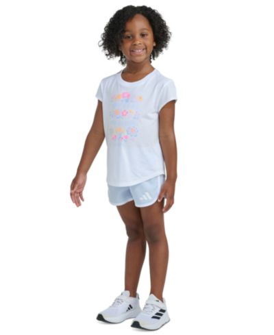 adidas Girls' 2T-6X Short-Sleeve T-Shirt and Woven Shorts, 2-Piece Set
