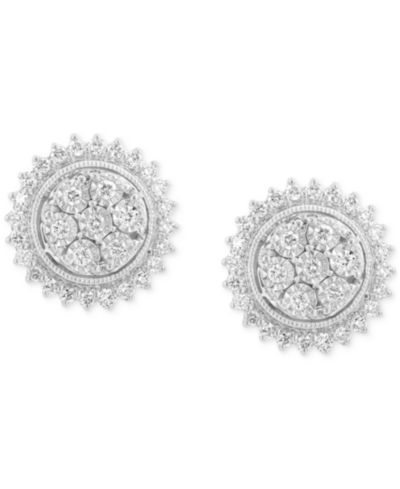 EFFY® Diamond Halo Cluster Stud Earrings (1/2 ct. t.w.) in 14k White Gold