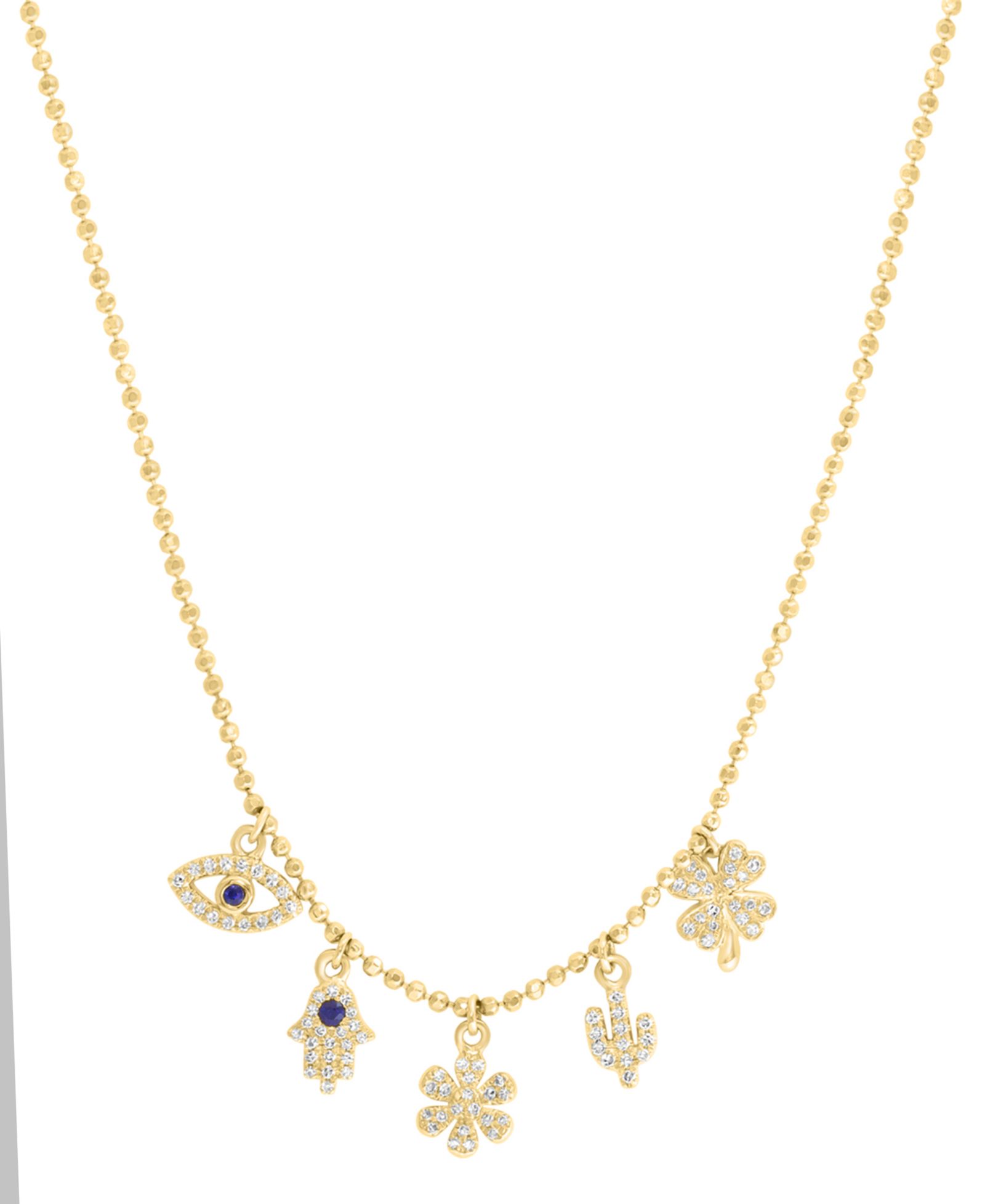 Подвеска-ожерелье EFFY® White & Blue Diamond Multiple Charm 18" в 14k Gold