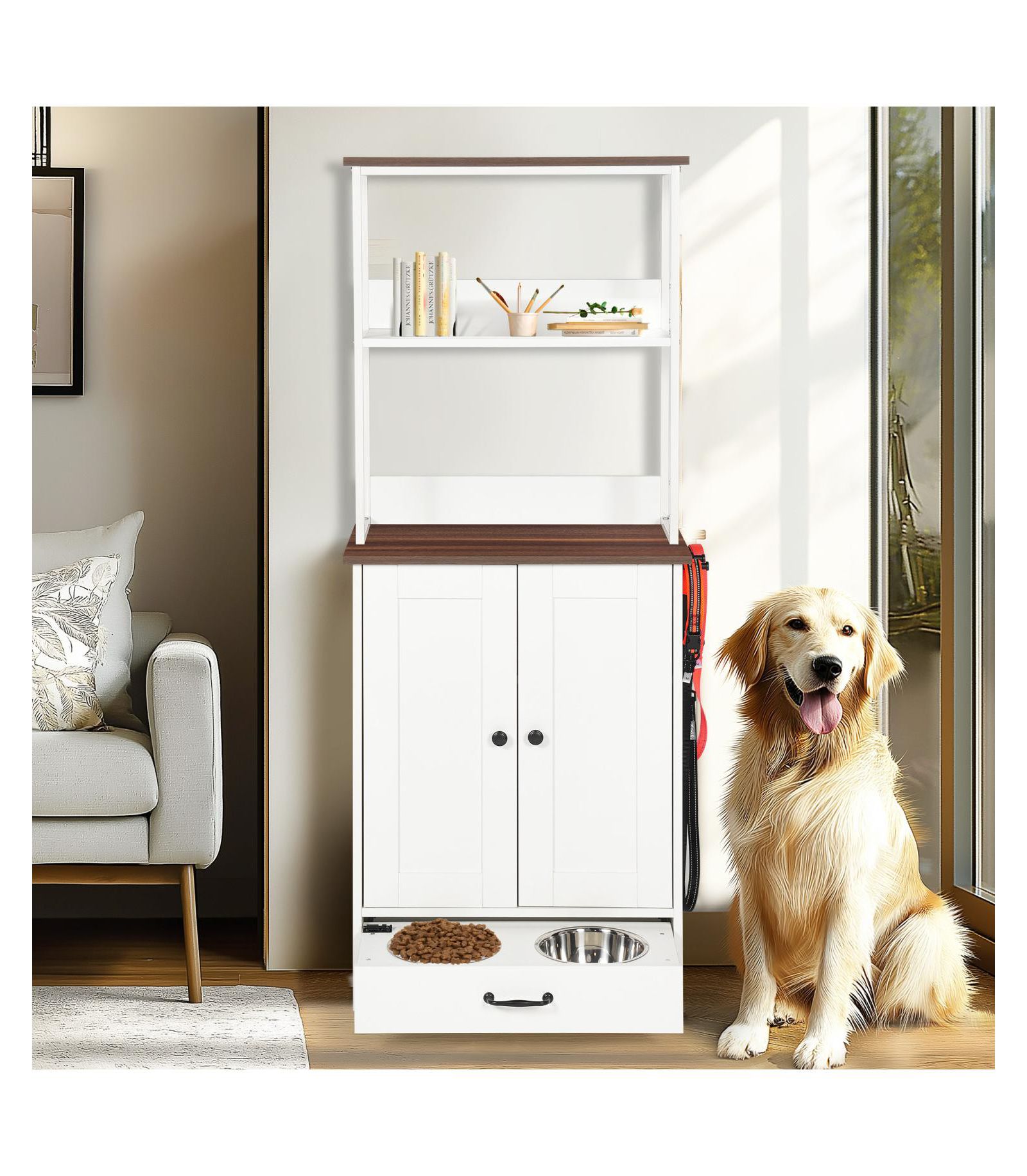 Streamdale Furniture станция для кормления домашних животных со шкафом и полками