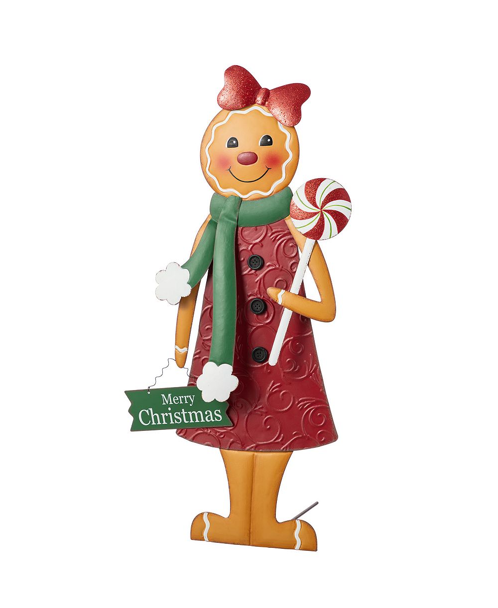 Декоративный садовый колышек Glitzhome Metal Christmas Gingerbread Man, 36"