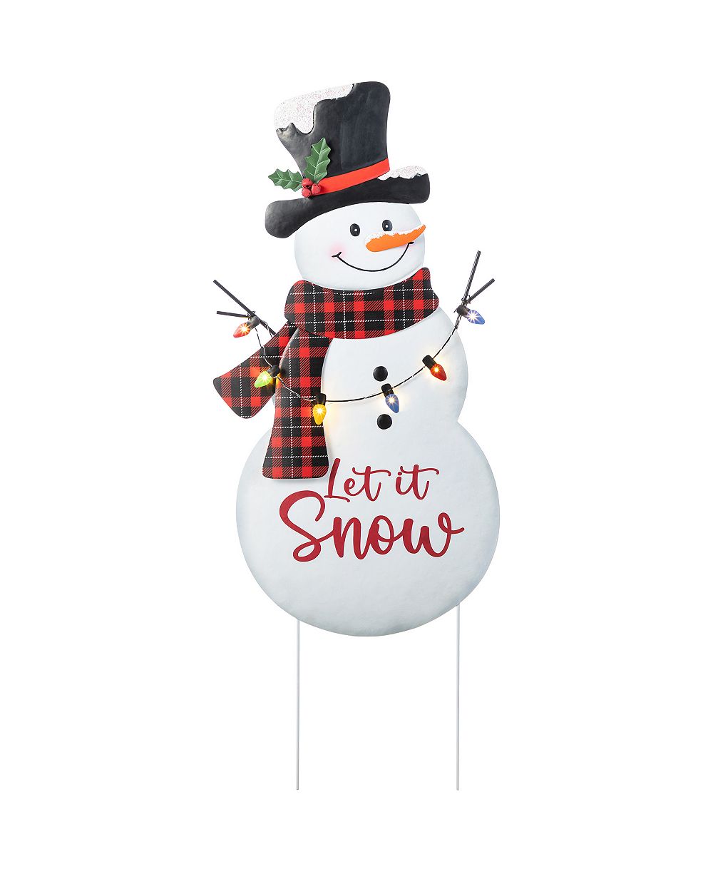 Glitzhome 36" световой металлический садовый декор Let It Snow Snowman