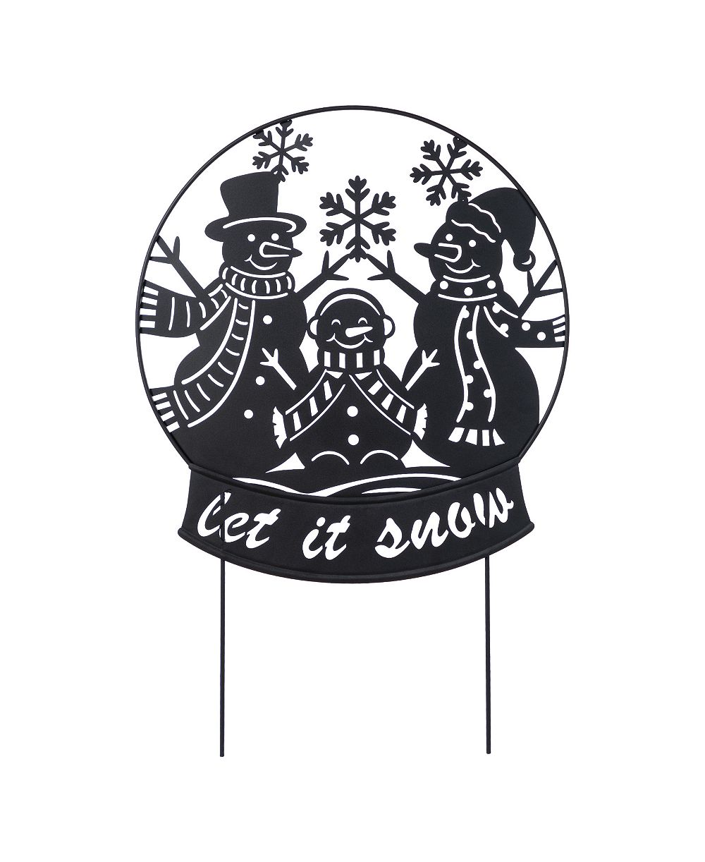 Декор Glitzhome 30" Metal Christmas Silhouette Snowman Family Yard Stake or Wall Décor