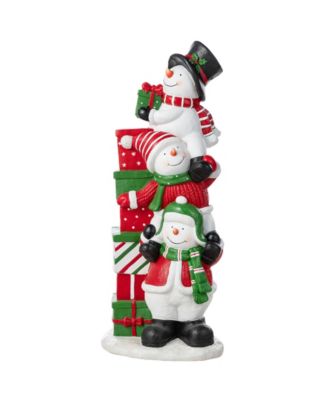 Glitzhome 35.25" Resin Christmas Stacked Snowman Porch Décor