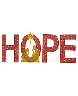 Glitzhome Lighted Fabric Christmas 2D Nativity HOPE Polyethylene Lighting Décor, Set of 4