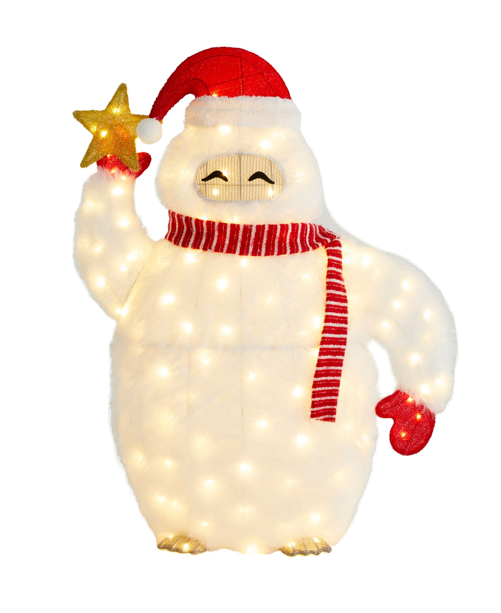 Glitzhome 42" Lighted Fabric Christmas 3D Yeti Outdoor Décor