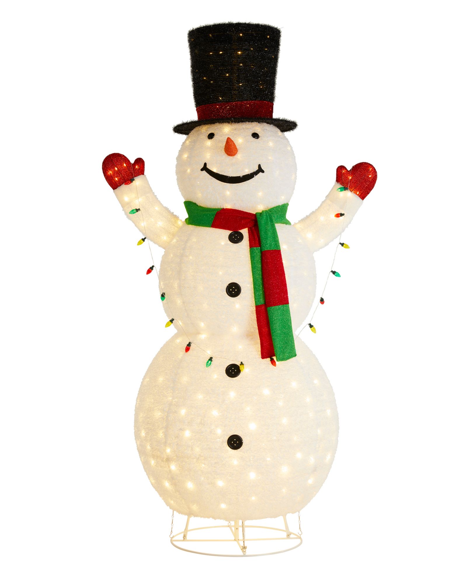 Glitzhome 94.5" Lighted Fabric Christmas 3D Foldable Snowman Outdoor Décor