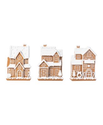 Glitzhome Resin Christmas Gingerbread House Figurine, Set of 3