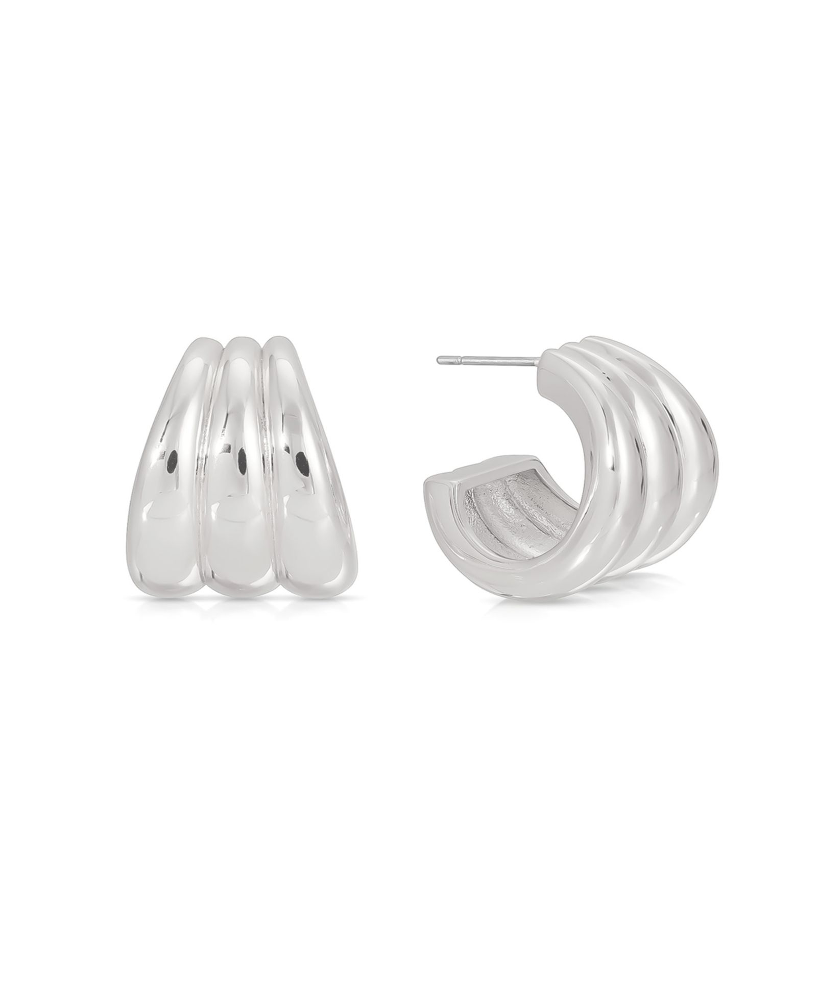 Серьги-кольца ETTIKA Triple Ribbed Hoops