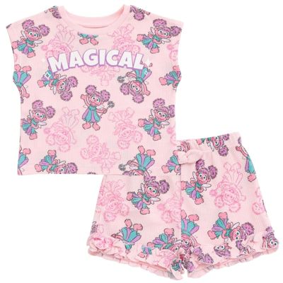 Sesame Street Baby Girls (0M-24M) Abby Cadabby Waffle Knit T-Shirt and Shorts Outfit Set