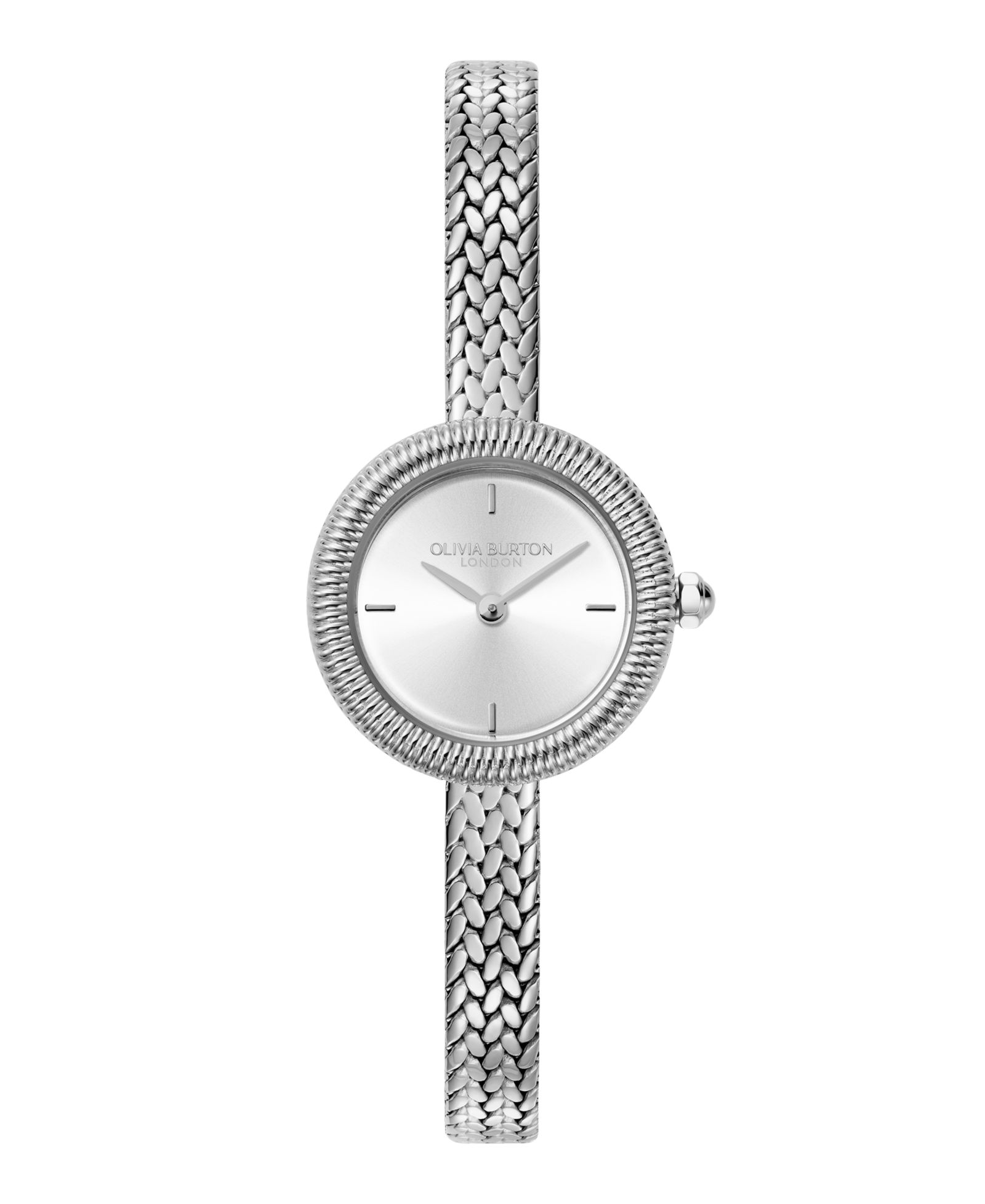 Olivia Burton Женский Finery Silver Tone Stainless Steel Mesh Bracelet Watch, 20mm
