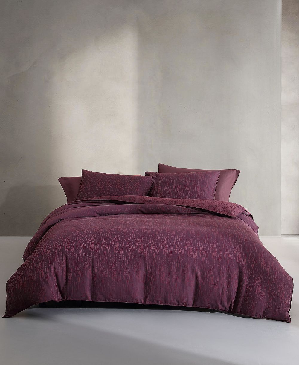 Calvin Klein Linear Circuit Cotton Yarn-Dyed 3-Pc. Duvet Cover Set, King