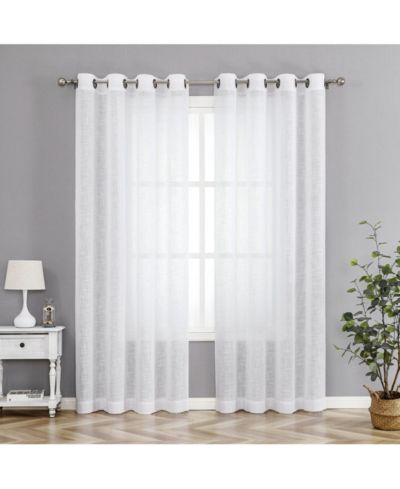 Kate Aurora 2 Pack Lux Thread Premium Woven Grommet Top Sheer Curtain Panels