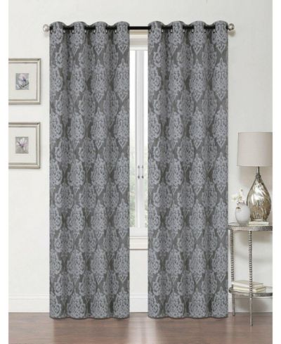 Kate Aurora шторы Delaney с принтом дамаск, 52 in. W x 84 in. L, burgundy
