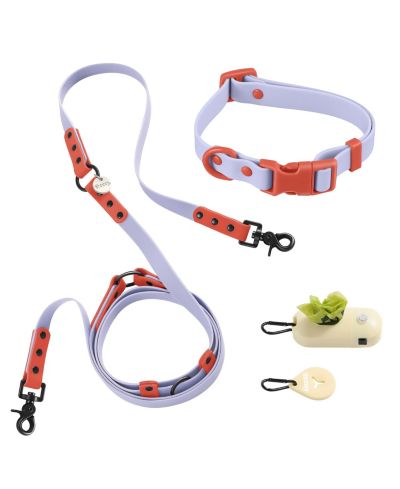 THE LICKER STORE Luna водонепроницаемый поводок 6-в-1 с регулировкой 8FT, с LED фонариком, диспенсером и держателем для пакетов