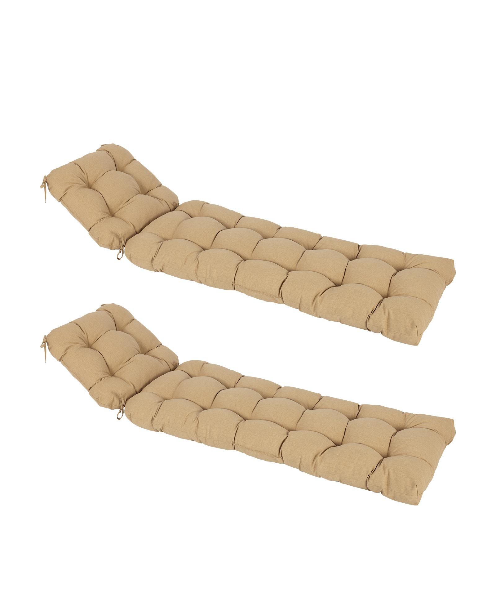 Aoodor 76" x 22" x 5.1" Set of 2 Polyester Tufted Chaise Lounge Cushion,Water-Resistant & Fade-Resistant Cushion for Outdoor Wicker Chaise Lounge Use