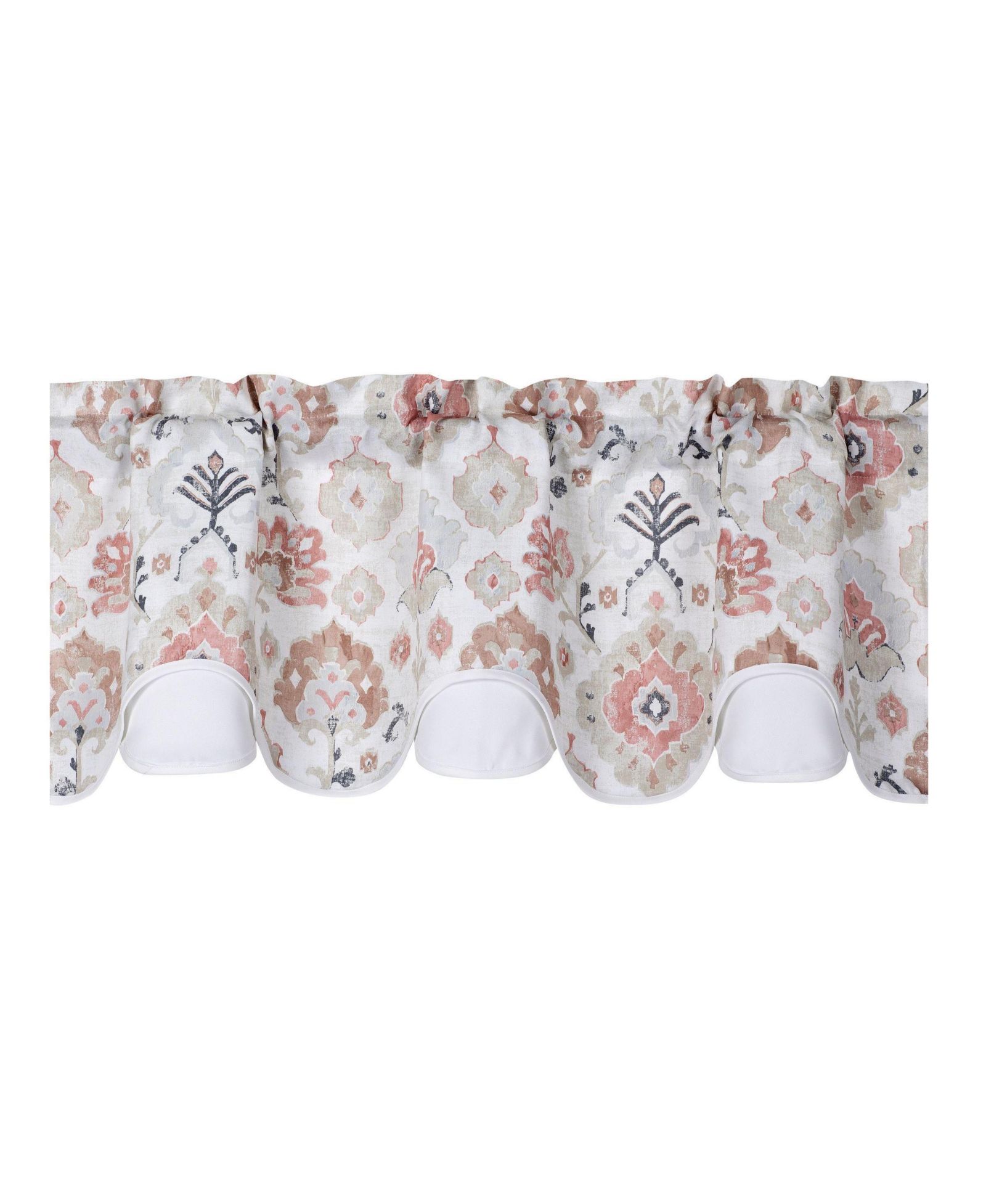 Kate Aurora Contemporary Influencer Water Color Damask Medallion Rod Pocket Window Valance - Blue