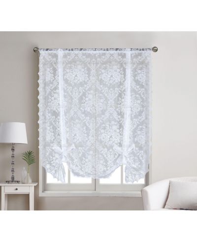 Kate Aurora Country Farmhouse Shabby Chic Floral Lace Tie Up Single Curtain Shade - 42 in. W x 63 in. L