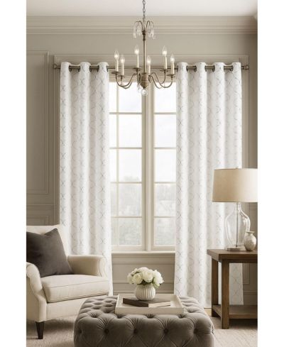 Kate Aurora 2 Pack Metallic Lattice Clover Ultra Luxurious Window Curtains