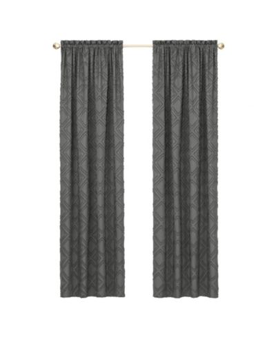 Kate Aurora Contemporary Geometric Shabby Diamond Clipped Rod Pocket Single Window Curtain Panel - 84 in. Long - Gray