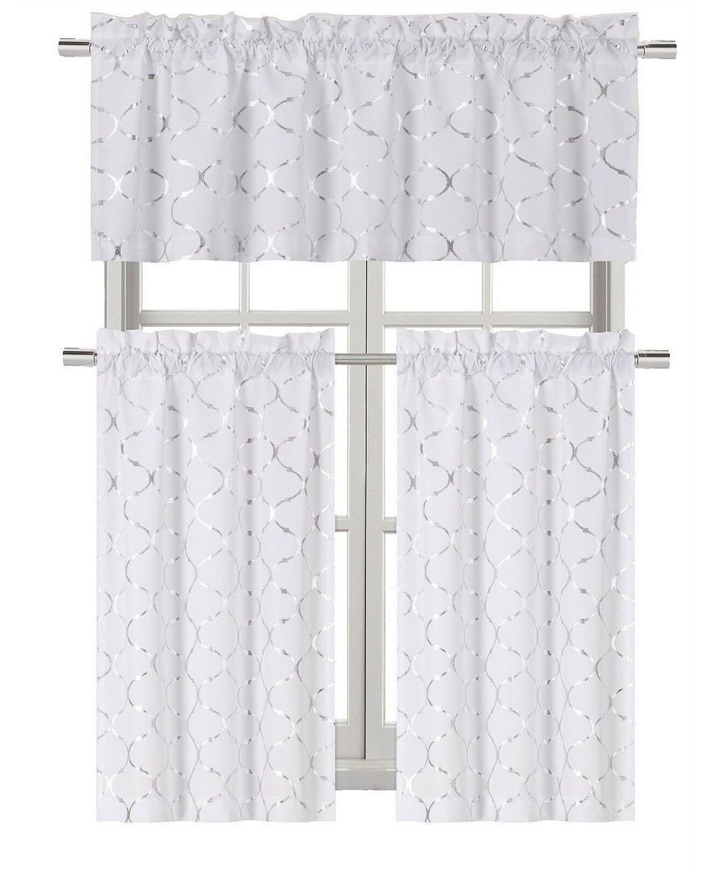 Комплект кухонных штор Kate Aurora Metallic Lattice Clover с валансом