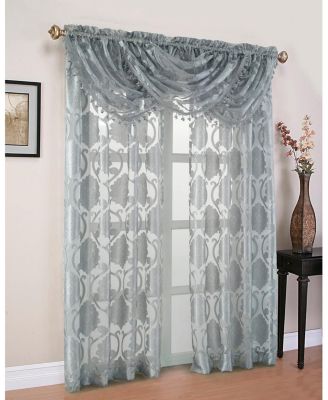 Kate Aurora Organza Sheer Milawi Complete 5 Piece Window Curtain Set